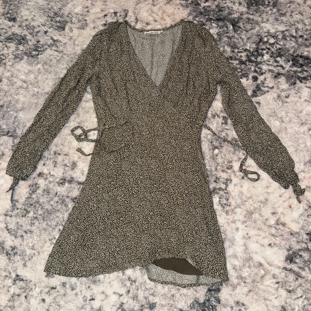 Abercrombie & Fitch Olive Green  Mini Wrap Dress